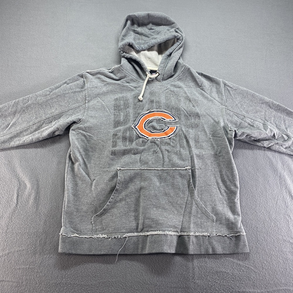 NFL Team Apparel Chicago Bears Sweater Large Gray Hooded Long‎ Sleeve Pullover